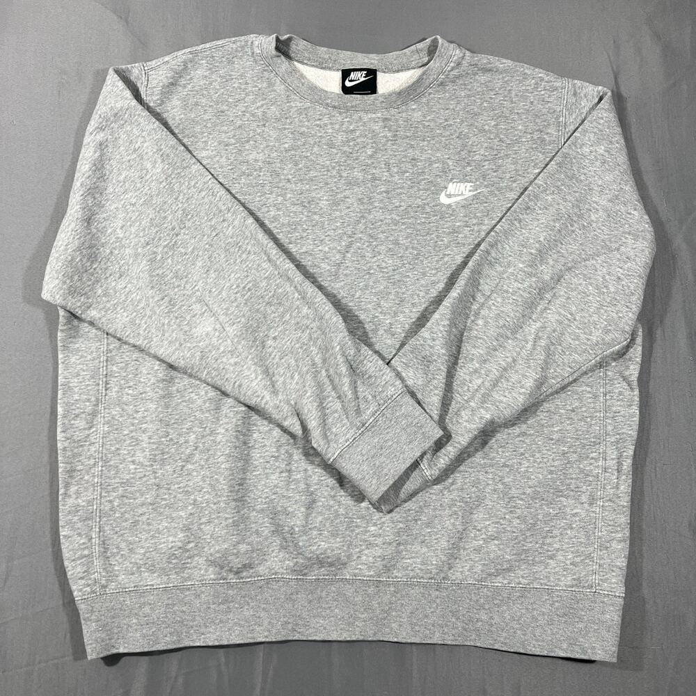 Nike Sportswear Sweatshirt Mens Large Gray Cotton Fleece Performance Crewneck